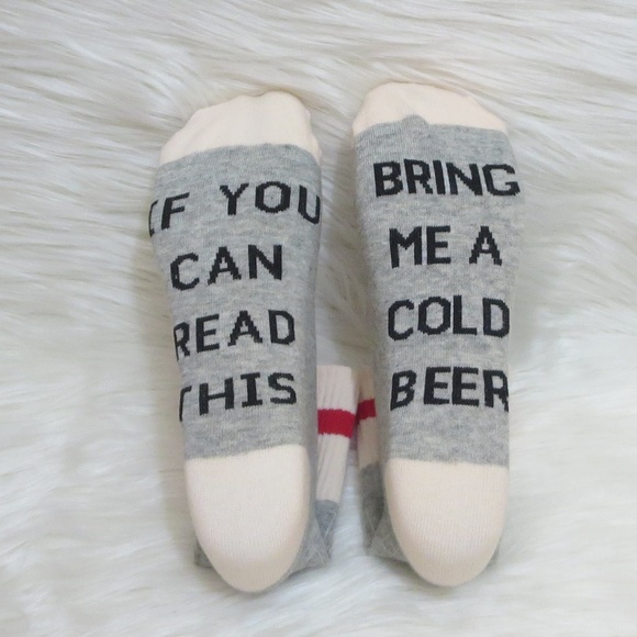 NEW! Mid Ankle Striped Bring Me Beer Socks - Picture 1 of 3